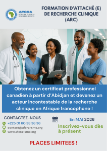 Formation Attaché de Recherche Clinique ARC – Certificat canadien – AFCRA SMO Afrique